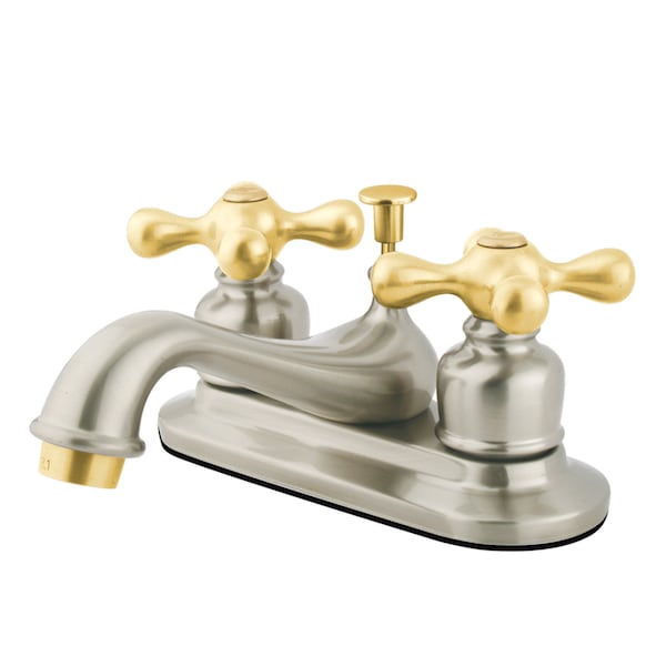 4" Centerset Bathroom Faucet, Brushed Nickel/Polished Brass